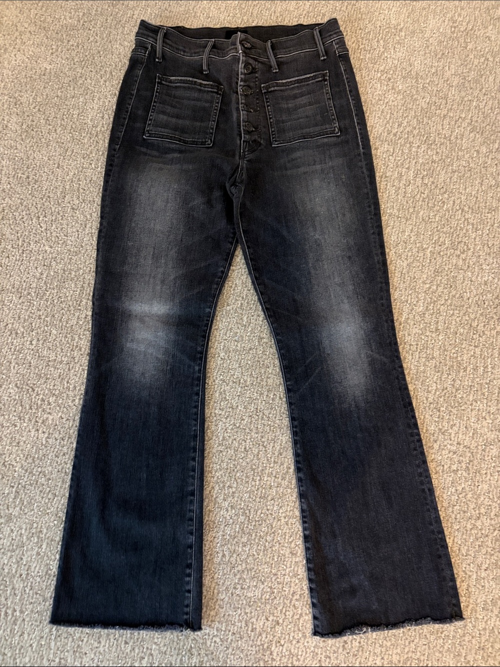 Dark Wash High-Rise Button-Fly Straight Jeans
